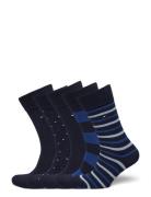 Tommy Hilfiger Th Men Sock 5P Giftbox Stripe Dot Marinblå