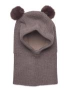 Huttelihut Balaclava Windstop W. Pompoms Brun