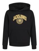 Jack & J S Jjkam Varsity Branding Sweat Hood Jnr Svart