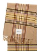 GANT Tartan Check Cashmere Blend Scarf Beige