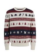 Jack & J S Jjxmas Snowball Knit Crew Neck Kräm