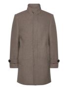 Lindbergh Recycled Wool Funnel Neck Coat Beige