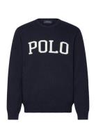 Polo Ralph Lauren Logo-Intarsia Cotton Sweater Marinblå