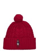 Polo Ralph Lauren Polo Bear Cable Pom-Pom Beanie Röd