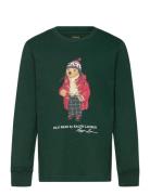 Ralph Lauren Kids Polo Bear Cotton Long-Sleeve Tee Grön