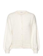 Bubbleroom Fluffy Knitted Pearl Cardigan Vit