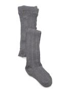 Geggamoja Cable Knitted Stockings Grey Melange Grå