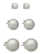 Monki 3-Pack Pearl Earrings Silver