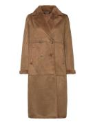 Lauren Ralph Lauren Faux-Fur & Faux-Suede Coat Brun