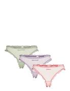 Monki 3-Pack Low Frilled Mesh Thongs Rosa