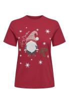 ONLY Onlxmas Life Yrsa Christmas S/S Top Jrs Röd