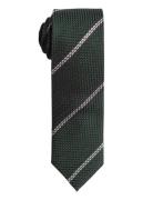 AN IVY Green White Striped Grenadine Tie Grön