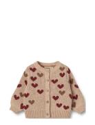 Wheat Jacquard Cardigan Hearts Beige