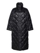 Lauren Women Diamond-Quilted Down Funnelneck Maxicoat Svart