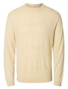 Selected Homme Slhtray Ls Knit Merino Crochet Crewneck Kräm