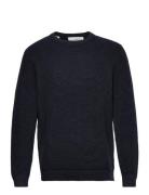 Selected Homme Slhvince Ls Knit Bubble Crew Neck Noos Marinblå