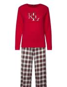 Lauren Ralph Lauren Homewear Lrl L/S Crew Neck Long Pant Pj Set Röd