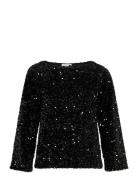 Vila Vifaith Boat Neck L/S Sequin Top/Vol Svart