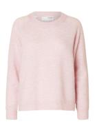 Selected Femme Slflulu Ls Knit O-Neck Noos Rosa