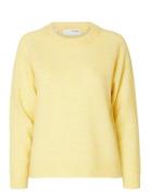 Selected Femme Slflulu Ls Knit O-Neck Noos Gul