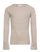 Petit Piao T-Shirt L/S Modal Striped Beige