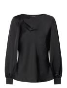 Lauren Ralph Lauren Cutout Satin Charmeuse Blouse Svart