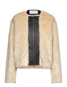 Malina Engla Faux Fur And Leather Jacket Kräm