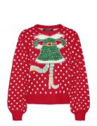 Vero Moda Vmsparkle Elfie Ls O-Neck Pull. Xmas Röd