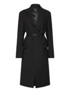 Mango Structured Double Fabric Coat With Belt Svart