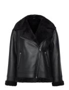 Mango Jacket With Shearling-Effect Lining Svart