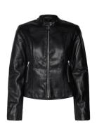 Mango Leather-Effect Biker Jacket Svart