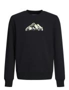 Jack & J S Jcomountain Logo Sweat Crew Neck Sn Jnr Svart