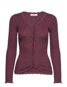 Rosemunde Rwbabette Ls V-Neck Regular Lace Ca Burgundy