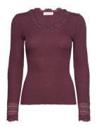 Rosemunde Rwbenita Ls O-Neck Lace T-Shirt Burgundy