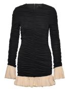 ROTATE Birger Christensen Mini Ruched Ls Dress Svart