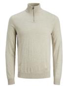 Jack & J S Jjeemil Knit Half Zip Noos Jnr Beige