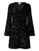 Vila Vibarina Wide Sleeve Glitter Dress Svart