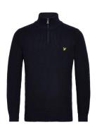 Lyle & Scott Shaker Stitch Quarter Zip Marinblå