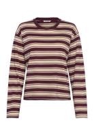 Monki Boxy Long Sleeve T-Shirt Burgundy