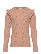 Minymo T-Shirt Ls Aop Rib Beige