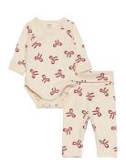 Lindex Set Wrap Body Leggings Bow New Beige