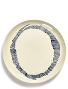 Serax Plate L White Swirl-Stripes Blue Feast By Ottolenghi Set/2 Vit