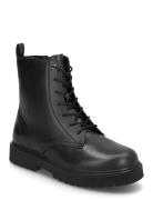 Mango Lace-Up Leather Boots Svart