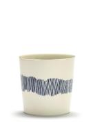 Serax Coffee Cup 25Cl White-Stripes Blue Feast By Ottolenghi Set/4 Vit