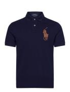 Polo Ralph Lauren Classic Fit Leather-Pony Mesh Polo Shirt Marinblå