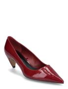 Mango Patent Leather Heel Skor Badskor Burgundy