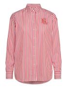 Lauren Ralph Lauren Relaxed Fit Striped Broadcloth Shirt Röd