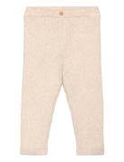 Mango Cotton Ribbed Leggings Beige