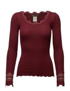 Rosemunde Rwbenita Ls O-Neck Lace T-Shirt Röd