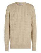 Tommy Hilfiger Classic Cotton Cable Crew Neck Beige